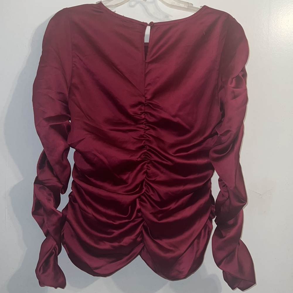 Marc New York Burgundy Wine Ruched Long Sleeved Blouse Size M - Picture 4 of 9